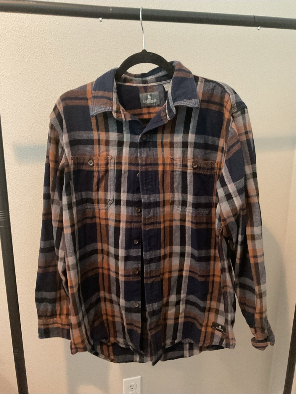 G.H. Bass & Co. Navy and Brown Plaid Button-Up Shirt